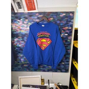 Vintage Six Flags Ohio Superman Ultimate Escape Blue Sweatshirt Mens Large